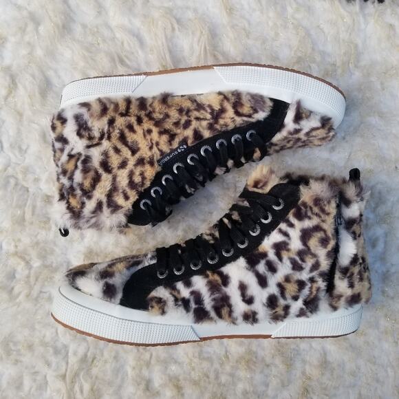Faux Fur Fuzzy HighTops Size 10 Cheetah Animal Leopard Superga x Jocelyn EUC - Picture 11 of 14